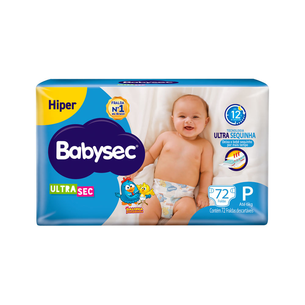 Fralda Babysec Ultrasec Galinha Pintadinha Hiper P 72 Unidades — Babysec