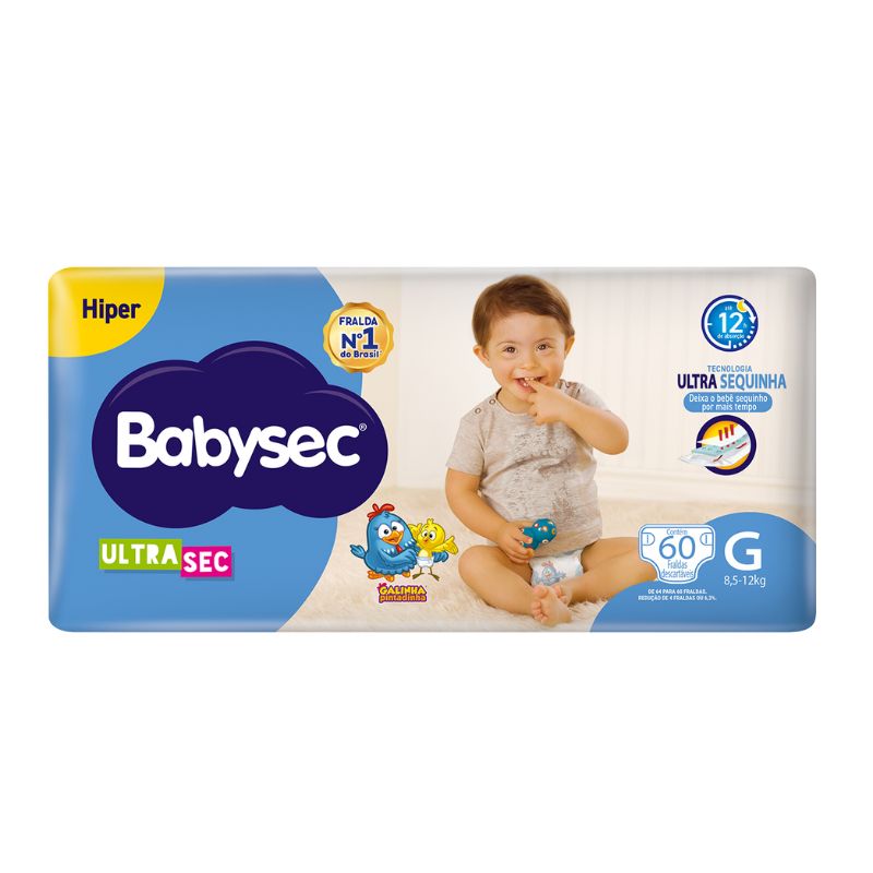 Fralda Babysec Ultrasec Galinha Pintadinha Hiper G 60 unidades — Babysec