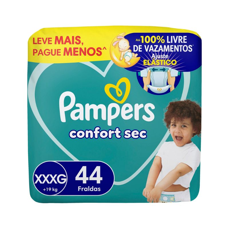 Fralda Pampers Confort Sec Bag Super XXXG 44 Unidades — Pampers