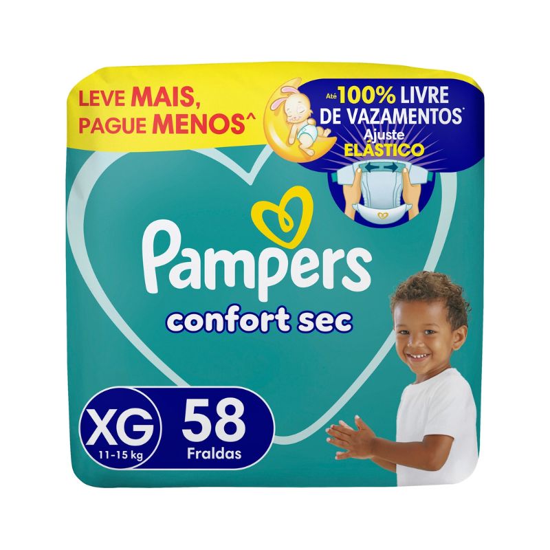 Fralda Pampers Confort Sec Bag Super XG 58 Unidades — Pampers