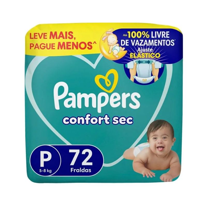 Fralda Pampers Confort Sec Bag Super P 72 Unidades — Pampers