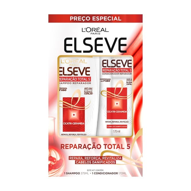 Kit Shampoo Elseve Reparação Total 5 375ml + Condicionador Elseve Reparação Total 5 170ml — Elseve